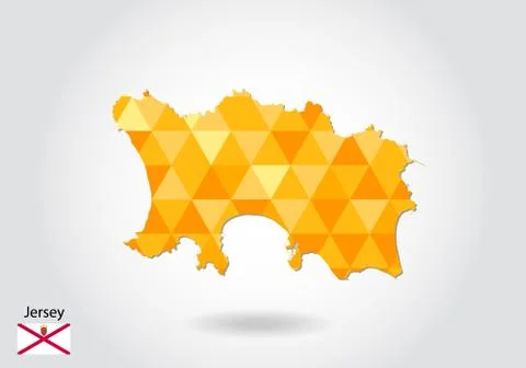 Geometric polygonal style vector map of Jersey. Low poly map of Jersey. Color Stock Illustration