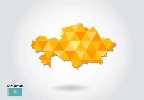 Geometric polygonal style vector map of Kazakhstan. Low poly map of Kazakhsta Stock Illustration
