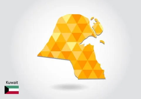 Geometric polygonal style vector map of Kuwait. Low poly map of Kuwait. Color Ilustración de archivo