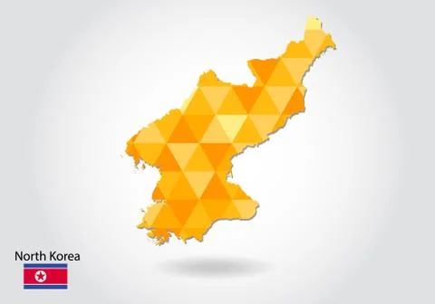 Geometric polygonal style vector map of North Korea. Low poly map of North Ko Stock Illustration