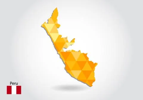 Geometric polygonal style vector map of Peru. Low poly map of Peru. Colorful  Stock Illustration