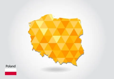 Geometric polygonal style vector map of Poland. Low poly map of Poland. Color Stock Illustration