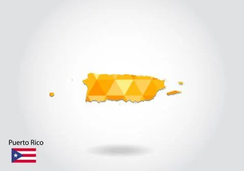 Geometric polygonal style vector map of Puerto Rico. Low poly map of Puerto R Stock Illustration