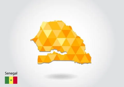 Geometric polygonal style vector map of senegal. Low poly map of senegal. Col Stock Illustration