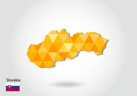 Geometric polygonal style vector map of Slovakia. Low poly map of Slovakia. C Stock Illustration