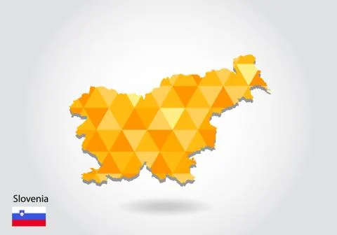 Geometric polygonal style vector map of Slovenia. Low poly map of Slovenia. C Stock Illustration