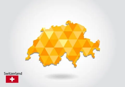 Geometric polygonal style vector map of Switzerland. Low poly map of Switzerl Stock Illustration
