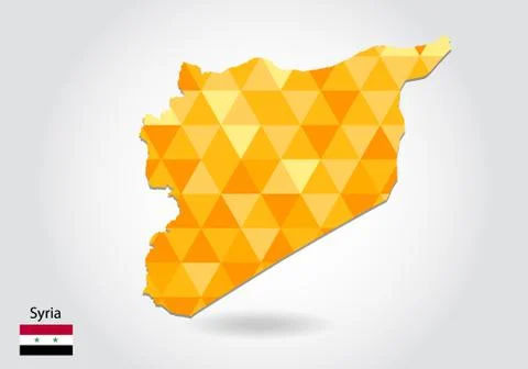 Geometric polygonal style vector map of Syria. Low poly map of Syria. Colorfu Stock Illustration