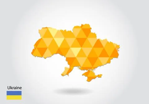Geometric polygonal style vector map of Ukraine. Low poly map of Ukraine. Col Stock Illustration