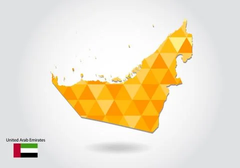 Geometric polygonal style vector map of United Arab Emirates. Low poly map of Stock Illustration