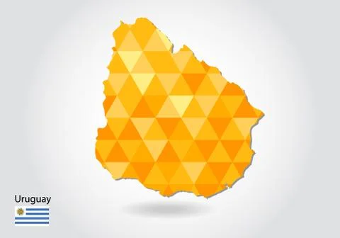 Geometric polygonal style vector map of Uruguay. Low poly map of Uruguay. Col Stock Illustration