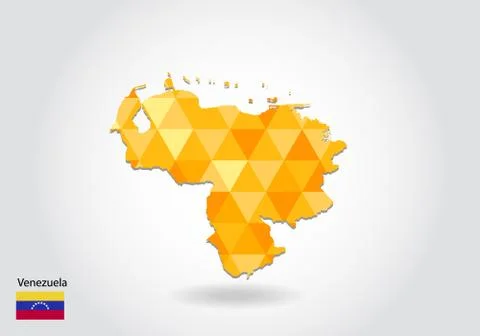Geometric polygonal style vector map of Venezuela. Low poly map of Venezuela. 스톡 일러스트