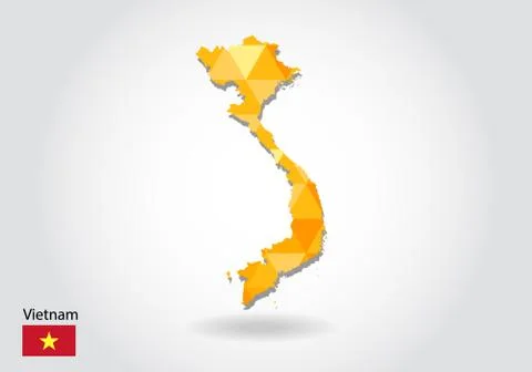 Geometric polygonal style vector map of Vietnam. Low poly map of Vietnam. Col Stock Illustration