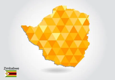 Geometric polygonal style vector map of Zimbabwe. Low poly map of Zimbabwe. C Stock Illustration