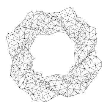 Geometric Polygonal Wireframe Donut Shape Design Illustrazione stock