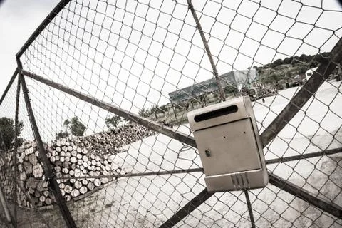 Geometric postbox fence Stock Photos