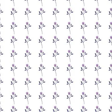 Geometric pretty wildflower seamless pattern isolated on white background. Stock Illustration