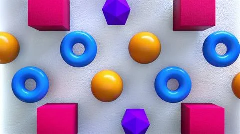 Geometric primitive composition Low poly 3d render of sphere with simple c... Stock Photos