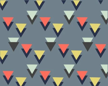 Geometric print pattern consisting of colored triangles on a gray background, de Illustrazione stock