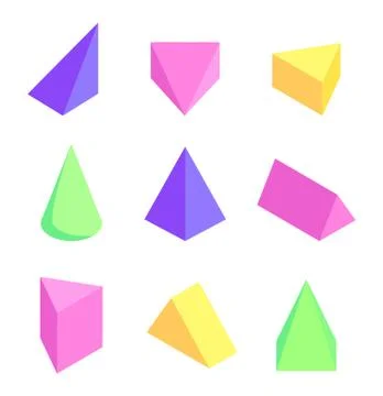 Geometric Prisms Set, Colorful Vector Illustration Illustrazione stock