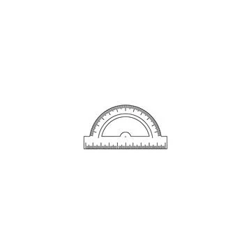 Geometric protractor tool illustration for math and engineering design Stock Illustration