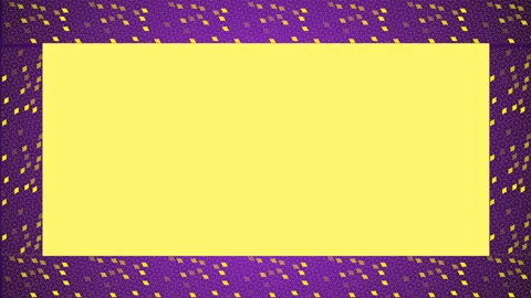 Geometric purple colored frame design on yellow background in 4k video. Stockbeeldmateriaal 147185546