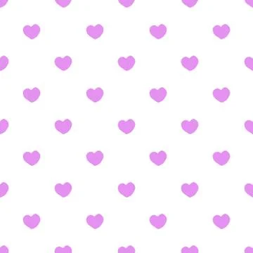 Geometric purple hearts seamless pattern on white background. Stock Illustration