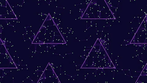 Geometric purple pattern with triangles, dots, and lines Stock Footage 253962343