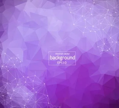 Geometric Purple Polygonal background molecule and communication. Connected l Stock Illustration