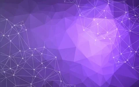 Geometric Purple Polygonal background molecule and communication. Connected l Stock Illustration