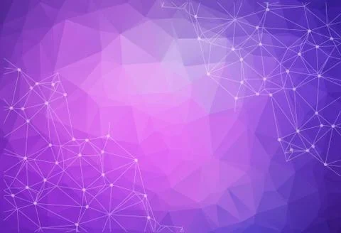 Geometric Purple Polygonal background molecule and communication. Connected l Stock Illustration