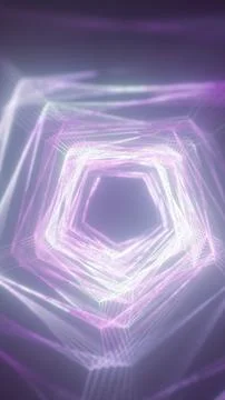 Geometric purple wireframe tunnel creating a soft luminous futuristic depth e Illustrazione stock