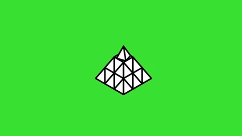 Geometric Puzzle Pyramid Rotating Morph Animation Green Screen Animation 4K 库存影片 334380525