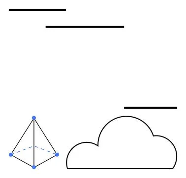 Geometric pyramid and cloud with horizontal lines. Ideal for web design, tech Stock Illustration