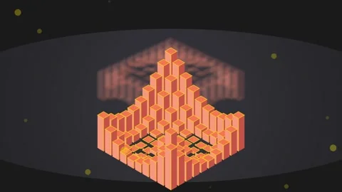 Geometric Pyramid Structure Rising from Abstract Cubes in Futuristic Digita.. Stock Footage 346660655