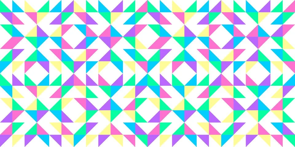Geometric Quilt Inspired Seamless vector Pattern, retro colors Stock Illustration