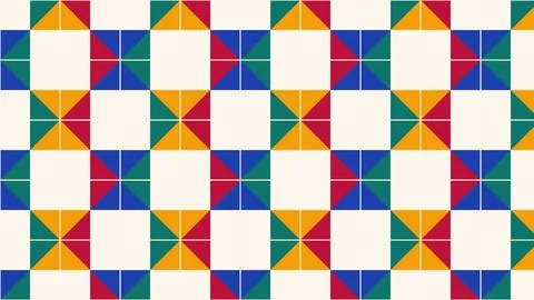 Geometric quilt pattern with diamond shapes and vibrant colors arranged in .. Stock Illustration