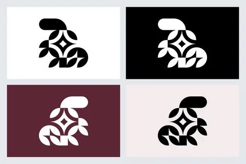 Geometric Rabbit Logo Design Set Stock Illustration