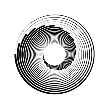 Geometric radial element. Abstract concentric. Monochrome volute, vortex shapes 스톡 일러스트