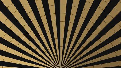 Geometric radial stripes abstract pattern with black gold brown tones Stock Illustration