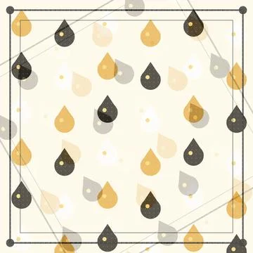 Geometric raindrop pattern with gold black and gray tones on light background Stock Illustration