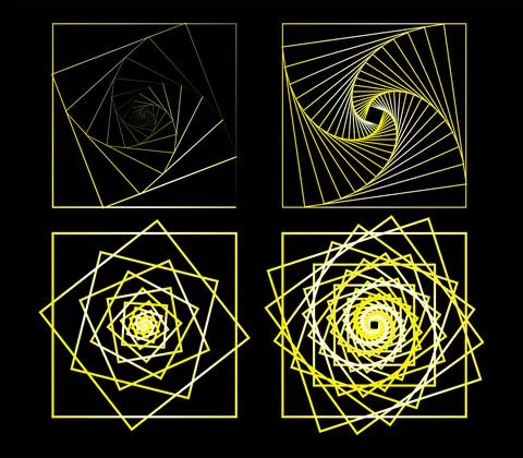 Geometric Rectangle Line Yellow White Element Set Art Stock Illustration