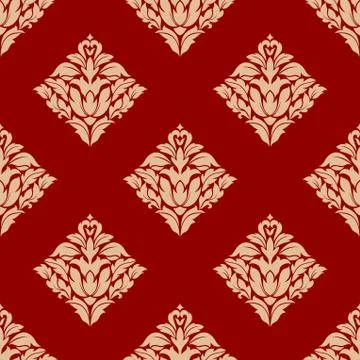 Geometric red and beige arabesque pattern Stock Illustration