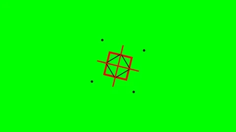 Geometric red and black target symbol centered on a solid green background Stock Footage 340900324