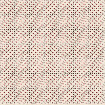 Geometric red berry pattern with wavy lines on neutral background Stock Illustration