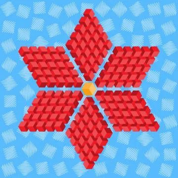 Geometric red flower consisting of isometric cubes Stock Illustration
