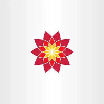 Geometric red flower vector icon sign Stock-Illustration