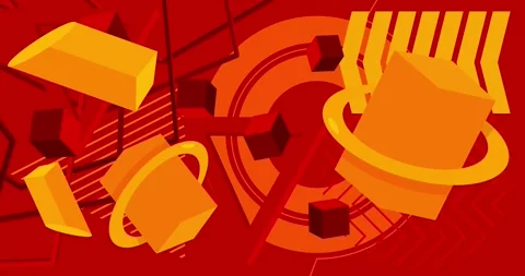 Geometric red orange simple elements background animation Stock Footage 246650136