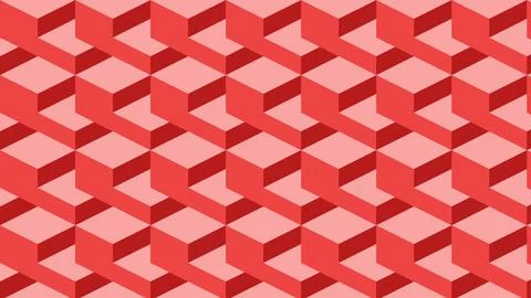 Geometric red pink abstract 3d cubes pattern design 库存插图