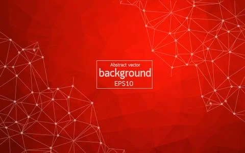 Geometric Red Polygonal background molecule and communication. Connected line Stock Illustration